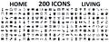 Set 200 icons of home living, furniture, house dÃÂ©cor, bathroom, bedroom, garage and many more Ã¢â¬â vector