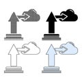 Cloud computing, data transfer, and storage icons, arrows pointing to cloud Royalty Free Stock Photo