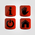 Set of icons - Info, Hand, Power and Home icons