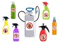 Set of icons insect sprayers. Anti Bug. Vector illustration