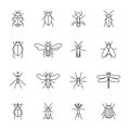 Set of icons of insects, vector illustration Royalty Free Stock Photo