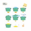 Set icons for instruction. Infographics Cooking porridge.