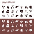 Set of icons of internal human organs in a glyph style isolated