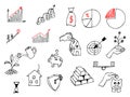 Set of icons on investment, real estate, saving money, vector illustration