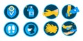 Set icons. Items Of protection against flu and coronavirus such as: antibacterial, mask, covered gloves