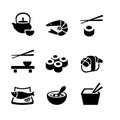 Set of 9 icons. Japanese food