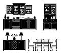 Set of icons of kitchen furniture Royalty Free Stock Photo