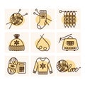 Set of icons for knitting Royalty Free Stock Photo