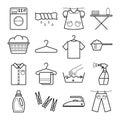 Set of icons with laundry service. Modern vector illustration. Clean dry cotton. Laundry detergent.