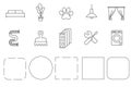 Set of icons of leisure learning logos symbol panel category for website internet order interior for home illustration Royalty Free Stock Photo