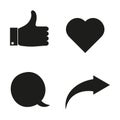 Set with icons like message heart. Social media like icon concept. Vector illustration. Royalty Free Stock Photo