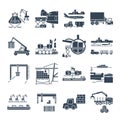 Set of icons loading and unloading of goods, warehousing Royalty Free Stock Photo