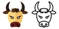 Set of icons - logos in linear and flat style The head of a bull. Vector illustration Royalty Free Stock Photo