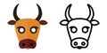 Set of icons - logos in linear and flat style The head of a cow. Vector illustration Royalty Free Stock Photo