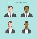 Set of icons Male and female call center avatars with a headset Royalty Free Stock Photo