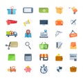 Set of icons of marketing, shopping, e-commerce, technical support, delivery.