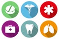 Set of icons for medical in a flat design with long shadow Royalty Free Stock Photo