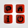 Set of icons - Message, Info, Home and Power icons