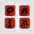 Set of icons - Message, Info, Home and Wifi icons