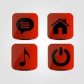 Set of icons - Message, Music note, Home and Power icons