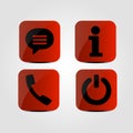 Set of icons - Message, Phone, Info and Power icons