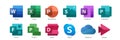 Set icons 01 of 02 -  Microsoft Office 365 Royalty Free Stock Photo