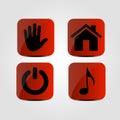 Set of icons - Music note, Home, Power and Hand icons