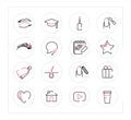 Set of icons for nail Studio and beauty salon. Vector icons for eyelash extensions, eyebrow correction, hair removal