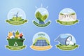 Set icons of net zero and carbon footprint