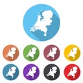 Set of icons Netherland map in a flat design