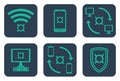 Set of icons about online payments with currency symbols