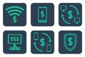 Set of icons about online payments with dollar symbols