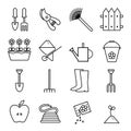 Set icons outline garden. Vector illustrations on white background. Royalty Free Stock Photo