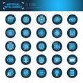 Set Of Icons Over Blue Circuit Motherboard Background Artificial Intelligence And Modern Technology Concept Royalty Free Stock Photo