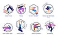 Set of icons about parkour and freerunning flat style, vector illustration