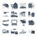 Set of icons passenger transportation, bus Royalty Free Stock Photo