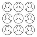 Set of icons people avatars for social network, social media on white background.