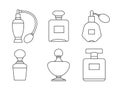 Set of icons for perfume bottles and eau de toilette. Royalty Free Stock Photo