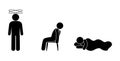 Set of icons, a person is ill, illustration of dizziness, weakness, fainting