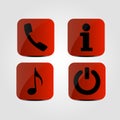 Set of icons - Phone, Music note, Info and Power icons Royalty Free Stock Photo