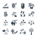 Set of icons plant, herb, grower, coffee, beans