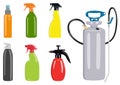 Set of icons of plastic bottles for spraying. Vector illustration