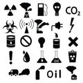 Set of icons: pollution, industrial, hazardous