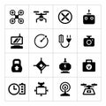 Set icons of quadrocopter, hexacopter, multicopter and drone