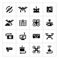 Set Icons Of Quadrocopter, Hexacopter, Multicopter And Drone