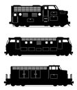 set icons railway locomotive train black outline silhouette vector illustration Royalty Free Stock Photo