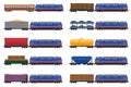 set icons railway train with locomotive and wagons vector illustration Royalty Free Stock Photo