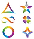 Set of Icons Rainbow Colors - Star / Infinity / Circle / Triangle / Square