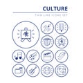 Set of icons related to culture painting, music and cinema