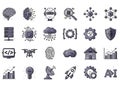 AI technology icons set artificial intelligence. Royalty Free Stock Photo